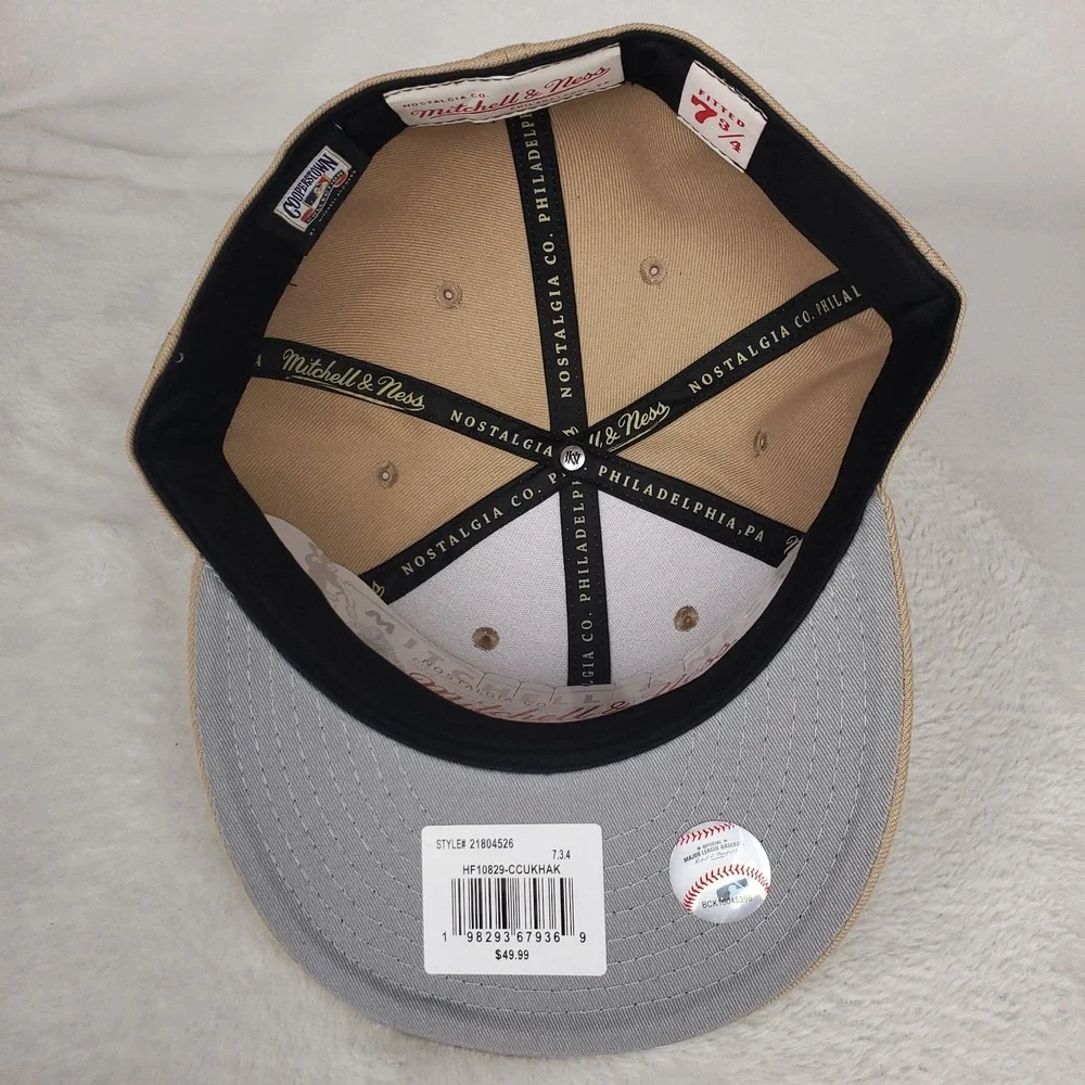 Chicago‎ Cubs Mitchell & Ness MLB Fitted 7 3/4 Flatbill Cap Hat Khaki NWT